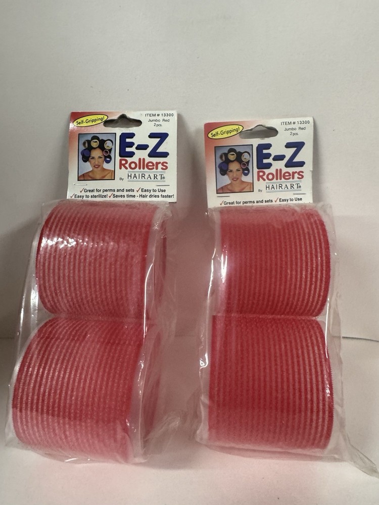 2 Pack E-Z Rollers Self Gripping ,Perms & Set Easy To Use 2 Packs Jumbo Red
