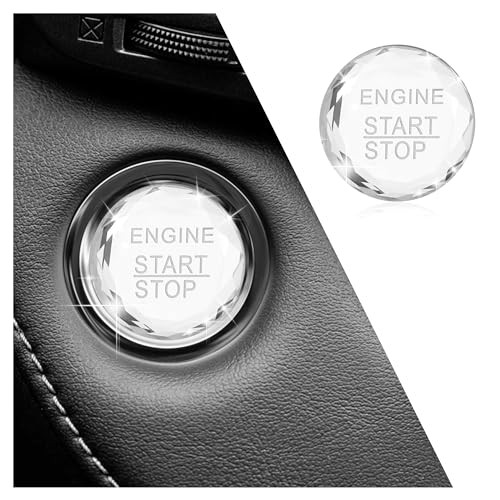 Bling Push Start Button Cover,Crystal Rhinestone Start Button Silver Engine