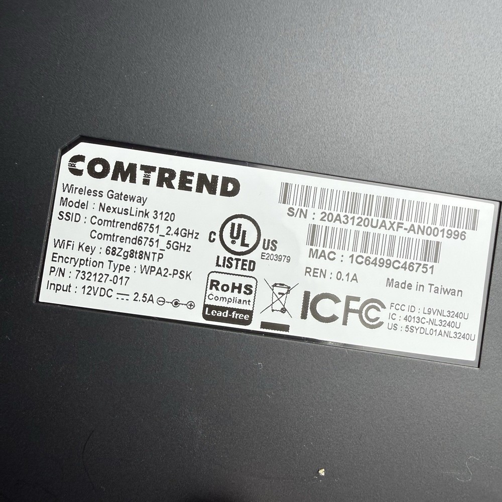 Comtrend NexusLink 3120 WiFi Router DSL Modem