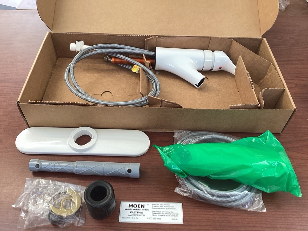 NEW MOEN Renzo CA87316W 1-Handle Pull-Out Sprayer Kitchen Faucet Glacier B23