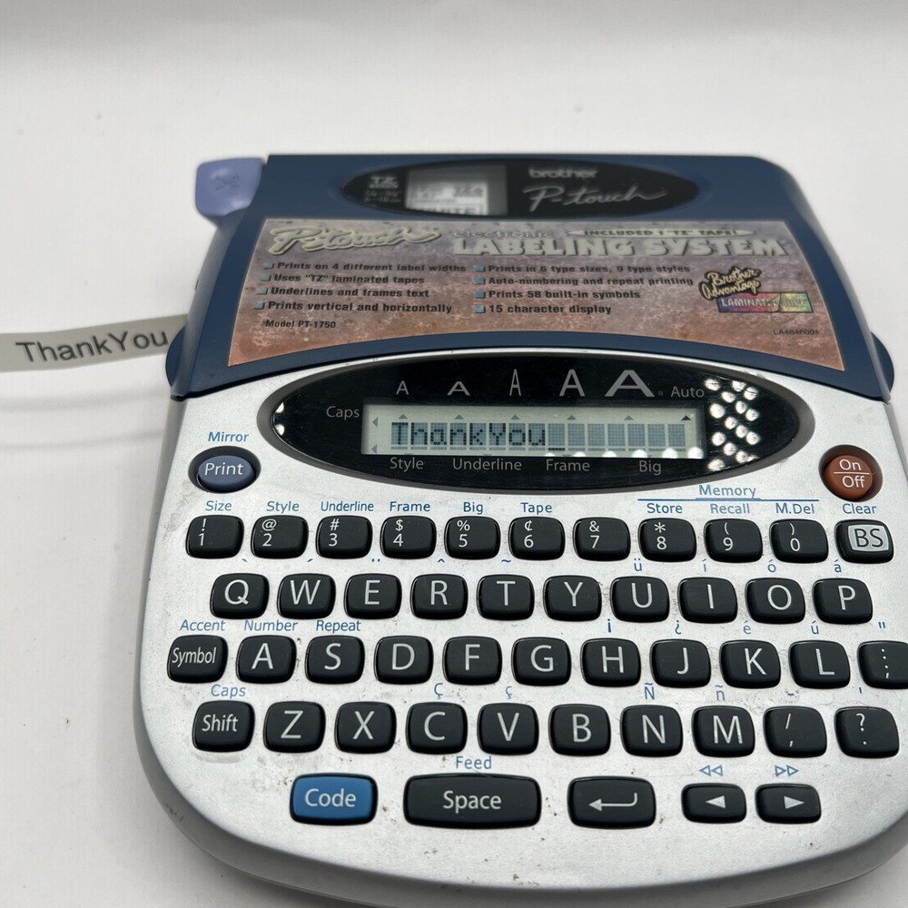 Brother P Touch Model PT-1750 battery powered Label Maker with labels