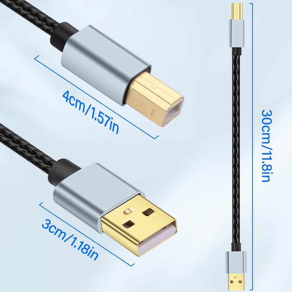 JSADZKJ 1FT USB A to B Printer Cable 2.0 Type A Male B Cable...