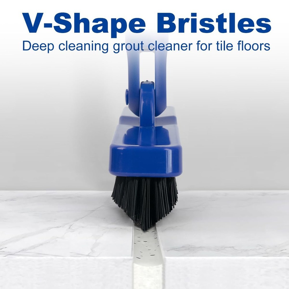 CELOX Grout Brush with Long Handle V-Shape Line Scrubber Blue