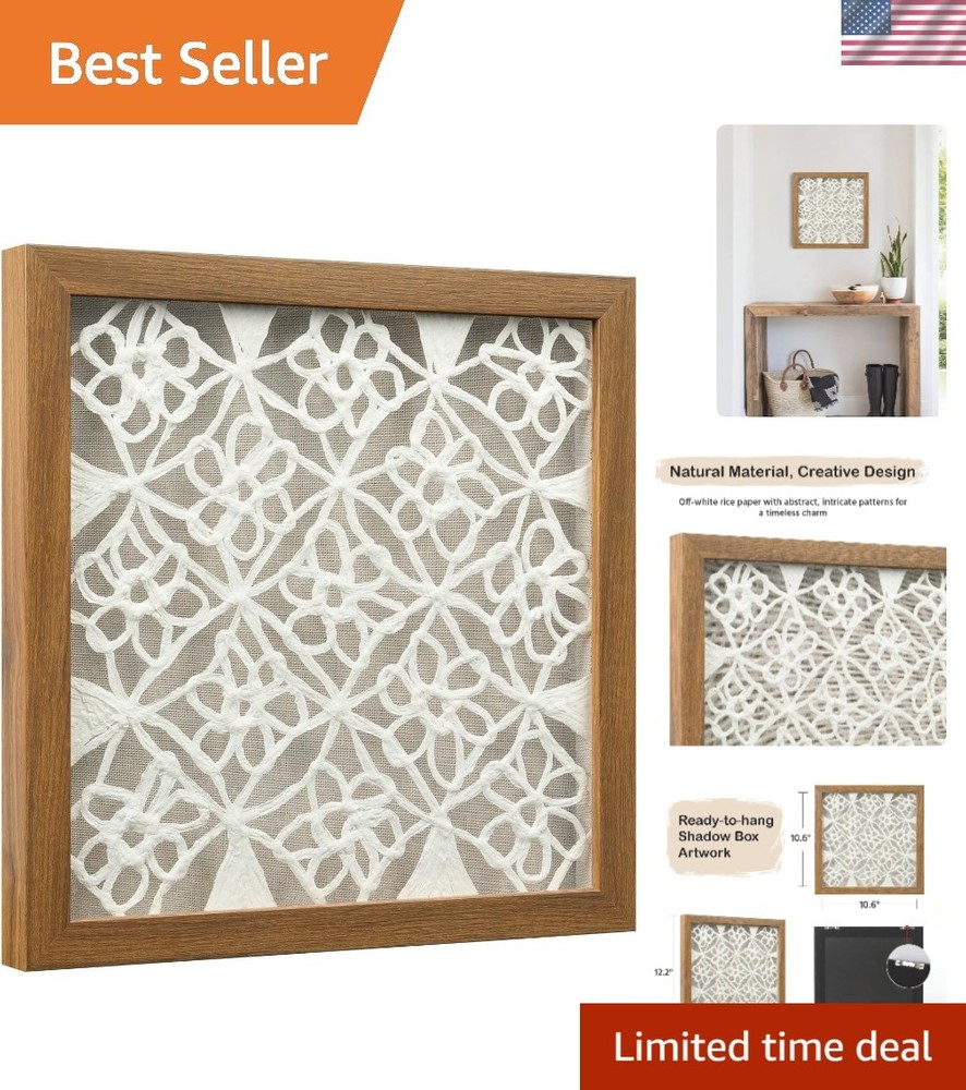Intricate 12" Lattice Framed Art - Boho Chic Shadow Box for Modern Spaces