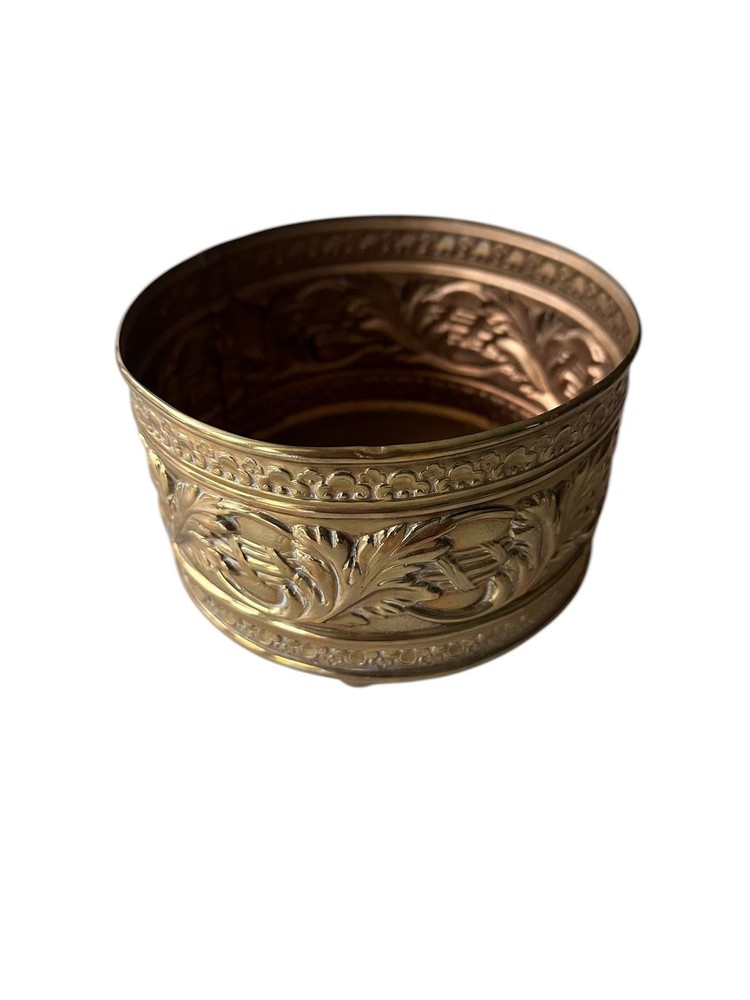 Vintage Irving Schwartz Solid Brass Contempora Footed Planter