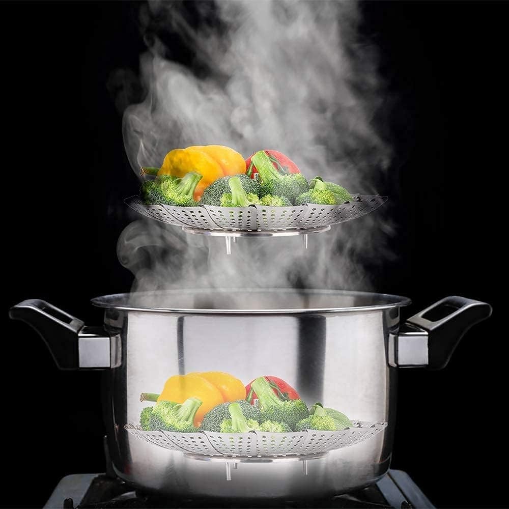 Multi-Function Stainless Steel Vegetable Steamer - Dishwasher Safe & Compact