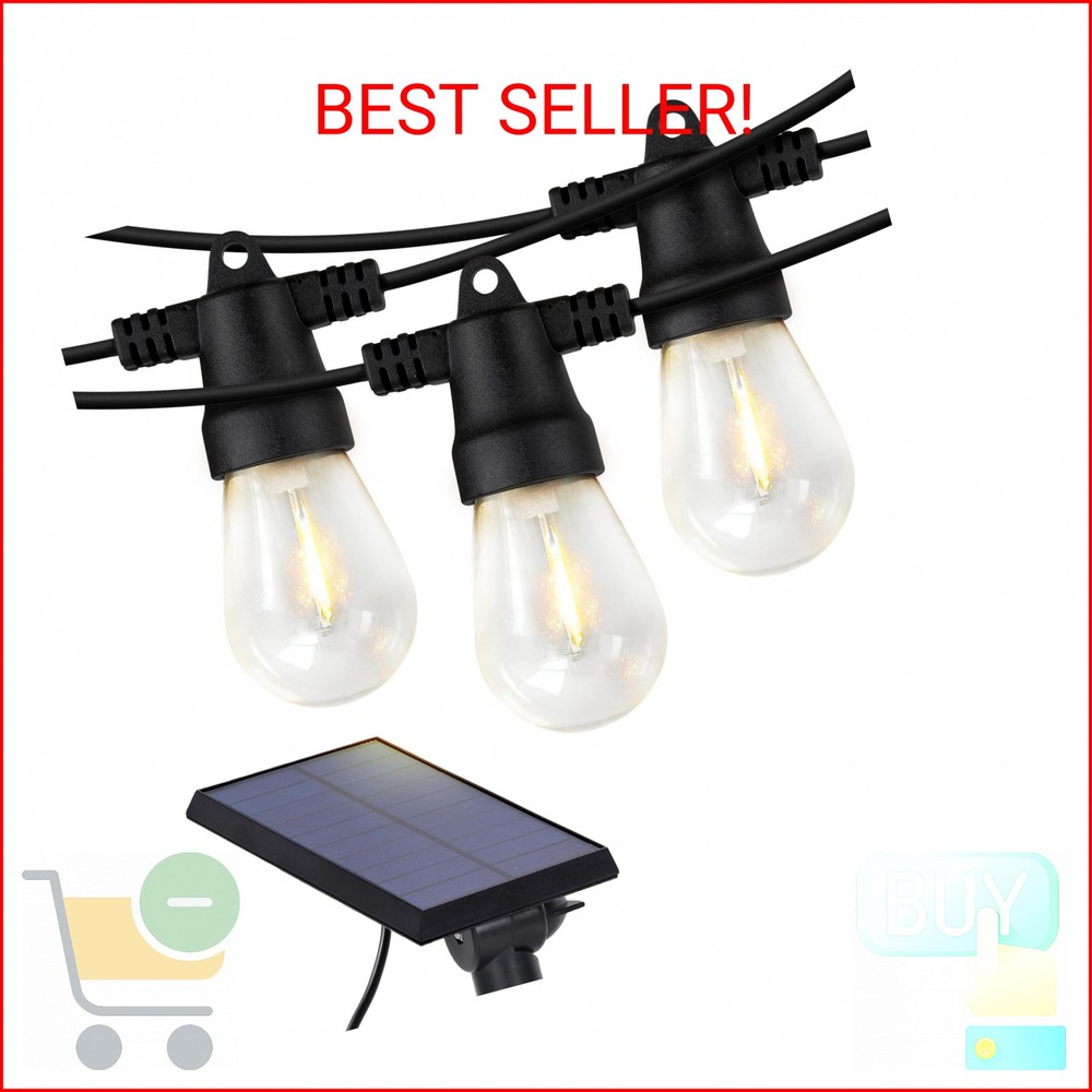 Brightech Ambience Pro Solar Powered Outdoor String Lights -27 ft Commercial Gra
