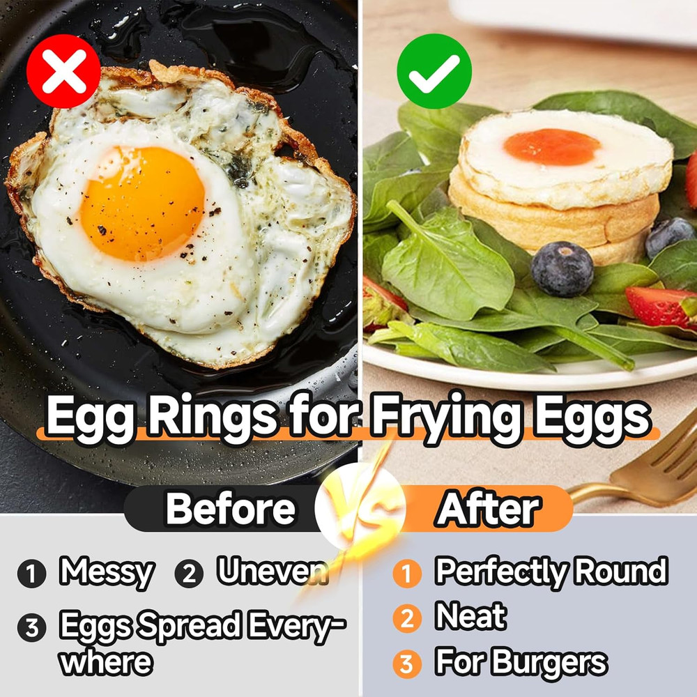4 Pack Egg Ring Compatible with Blackstone Griddle, 3.5" Egg Rings with Silicone