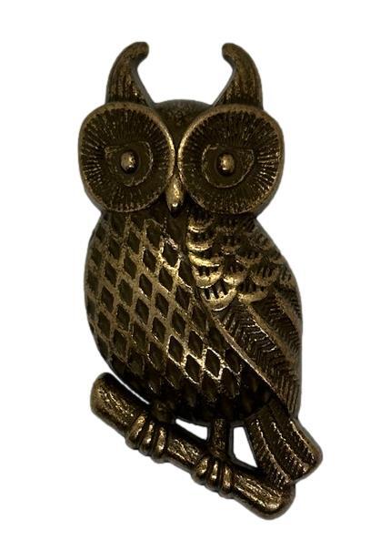 2" Antique Brass Owl Knob