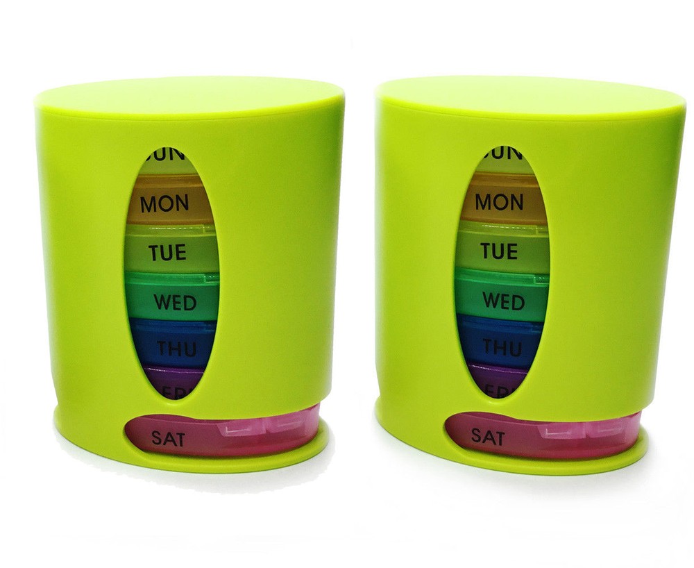 7 Day Weekly Pill Organizer Case Portable Color Coded Container Medicine Holder