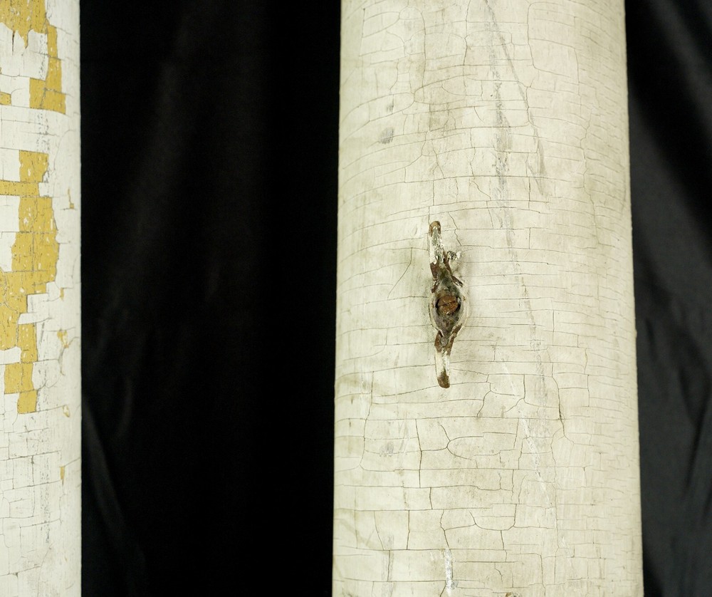 Pair of Reclaimed 91 in. White Round Solid Wood Columns