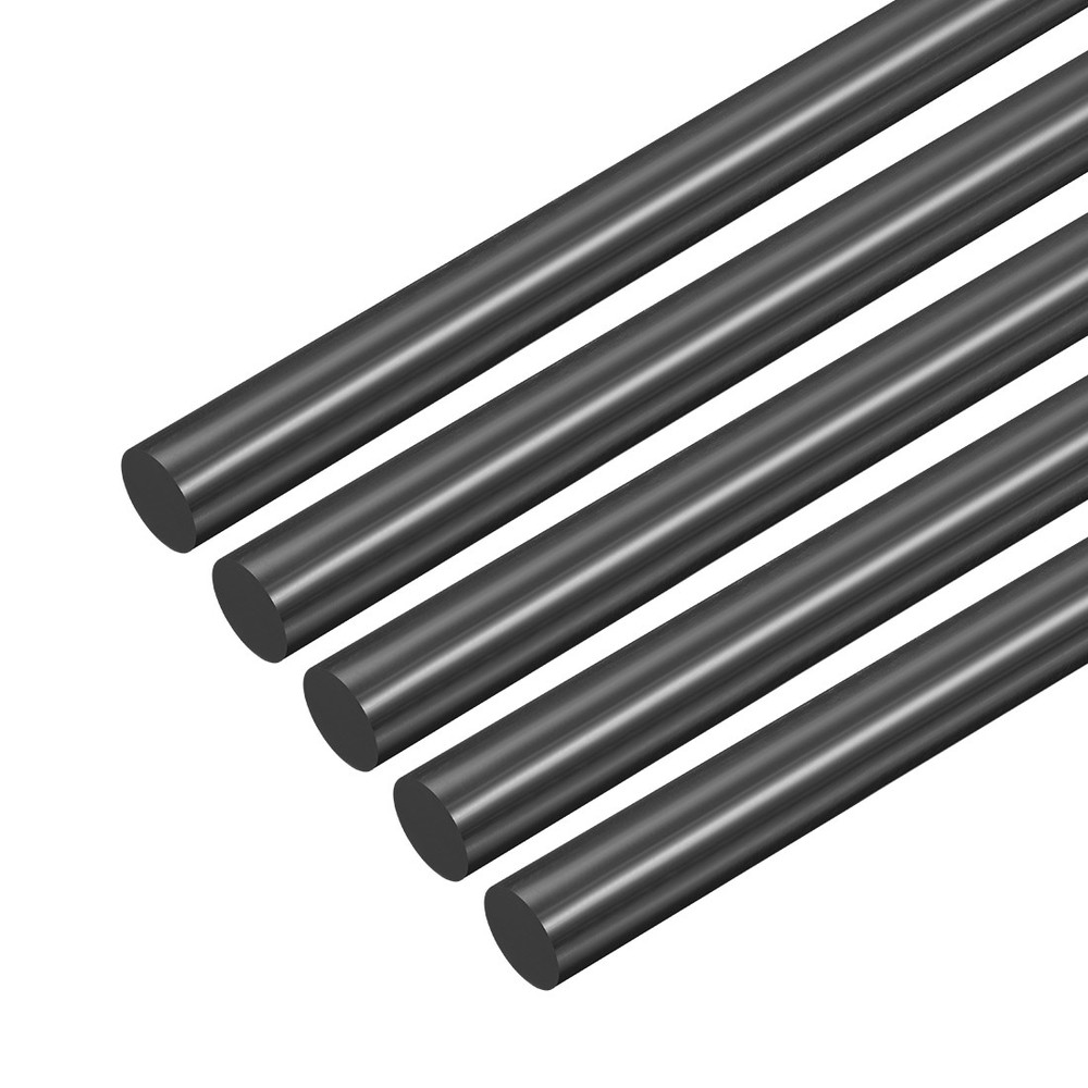 5 Pcs Black Plastic Rods 7 x 406mm ABS Styrene Round Stick Round Solid Bar