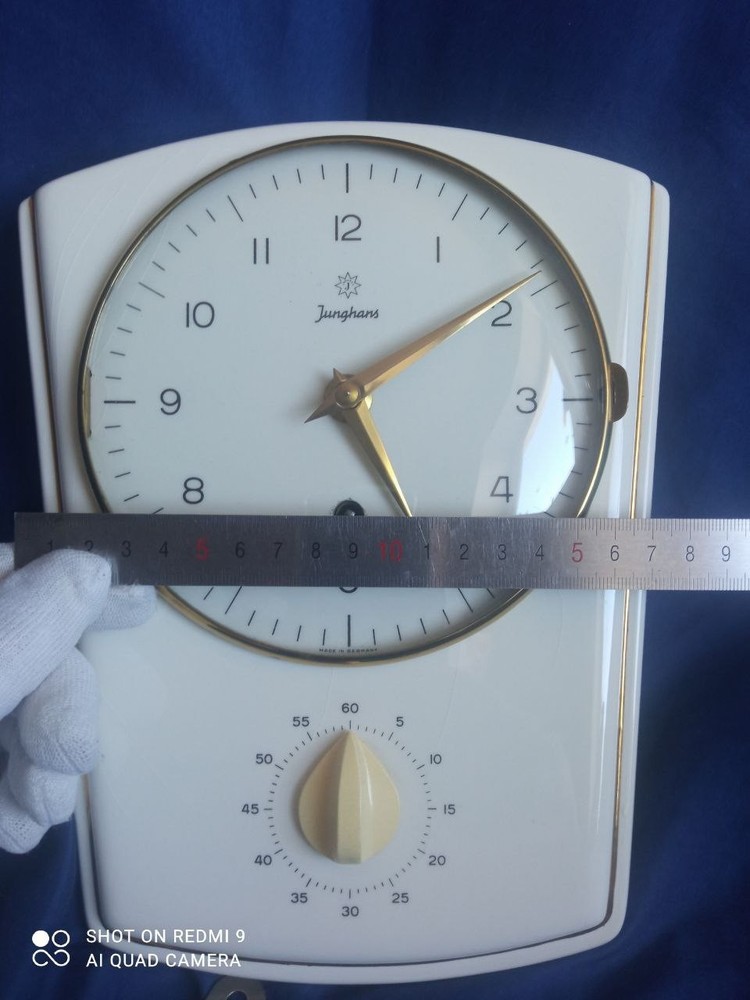 Vintage Kitchen Junghans Wall Clock German Ceramic Mechanical Clock RARE
