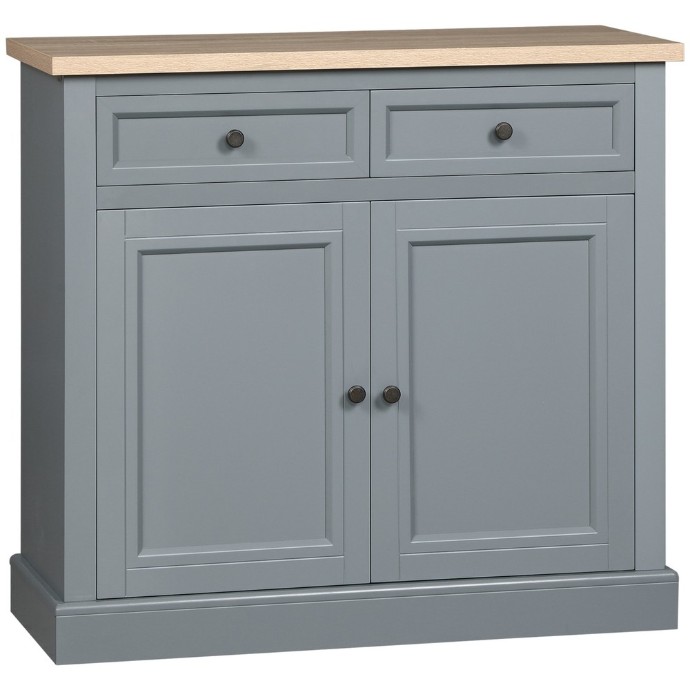 Modern Buffet Cabinet with 2 Storage Drawers and Adjustable Shelves, Dark Grey