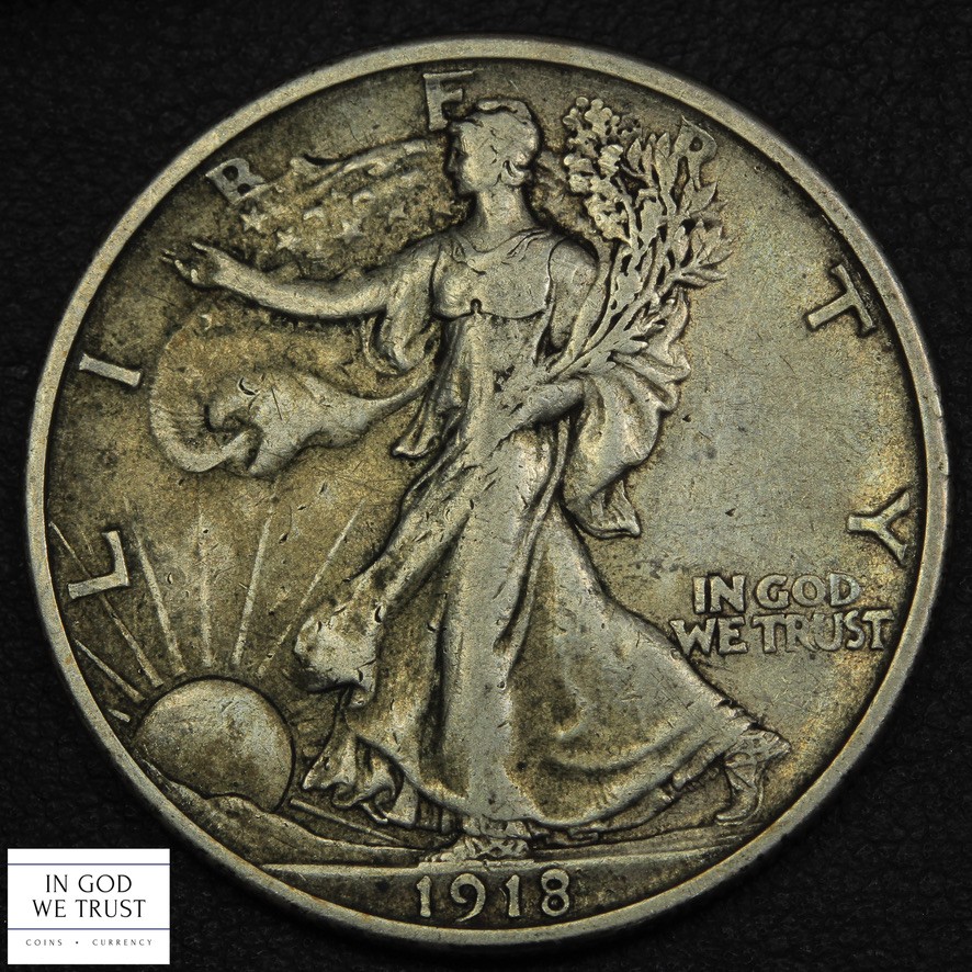 1918 S Walking Liberty Silver Half Dollar 50C