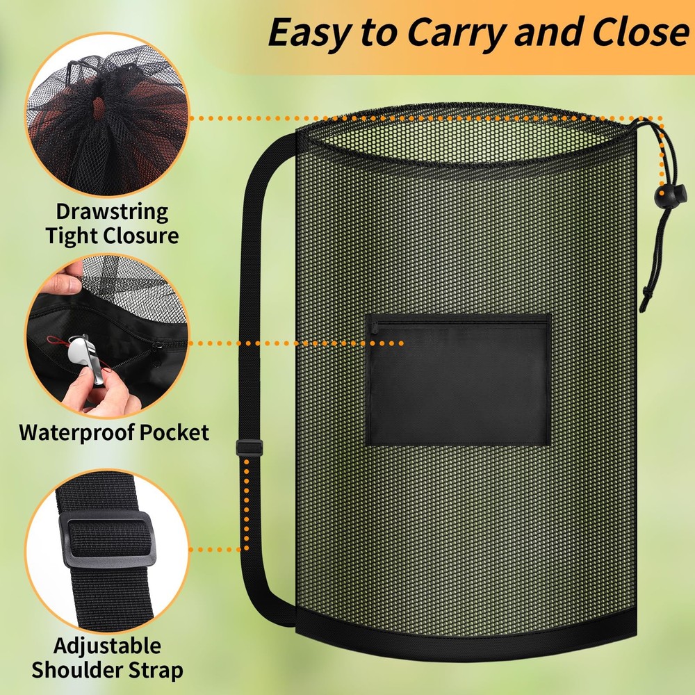 Extra Large Mesh Bag, Heavy Duty Drawstring Storage Bag, 24" x 36" Hold 8-10 ...