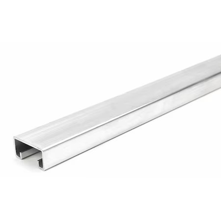 Single Channel Strut, Solid, Aluminum, Plain, None Hole Size, Silver, Fs-500 Al