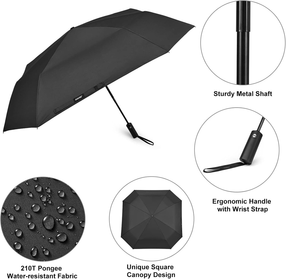 54 Inch Large Golf Umbrella, Automatic Square 3 Folding Windproof Compact Travel