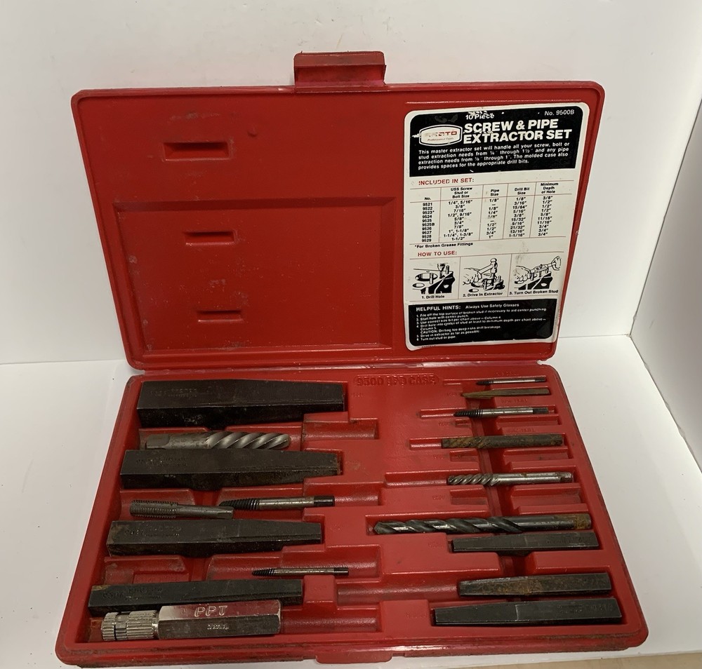 PROTO Professional Tools 9500B Screw & Pipe Extractor Set, ** Missing 3**- READ