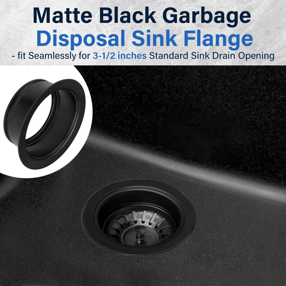 Garbage Disposal Sink Flange for In-sinkerator - Matte Black Kitchen Assembly...