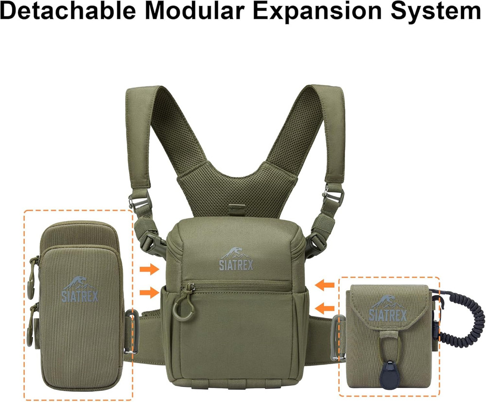 Binocular Harness Chest Pack, 500D DWR Ripstop Hunting Chest Pack, Silent Magnet