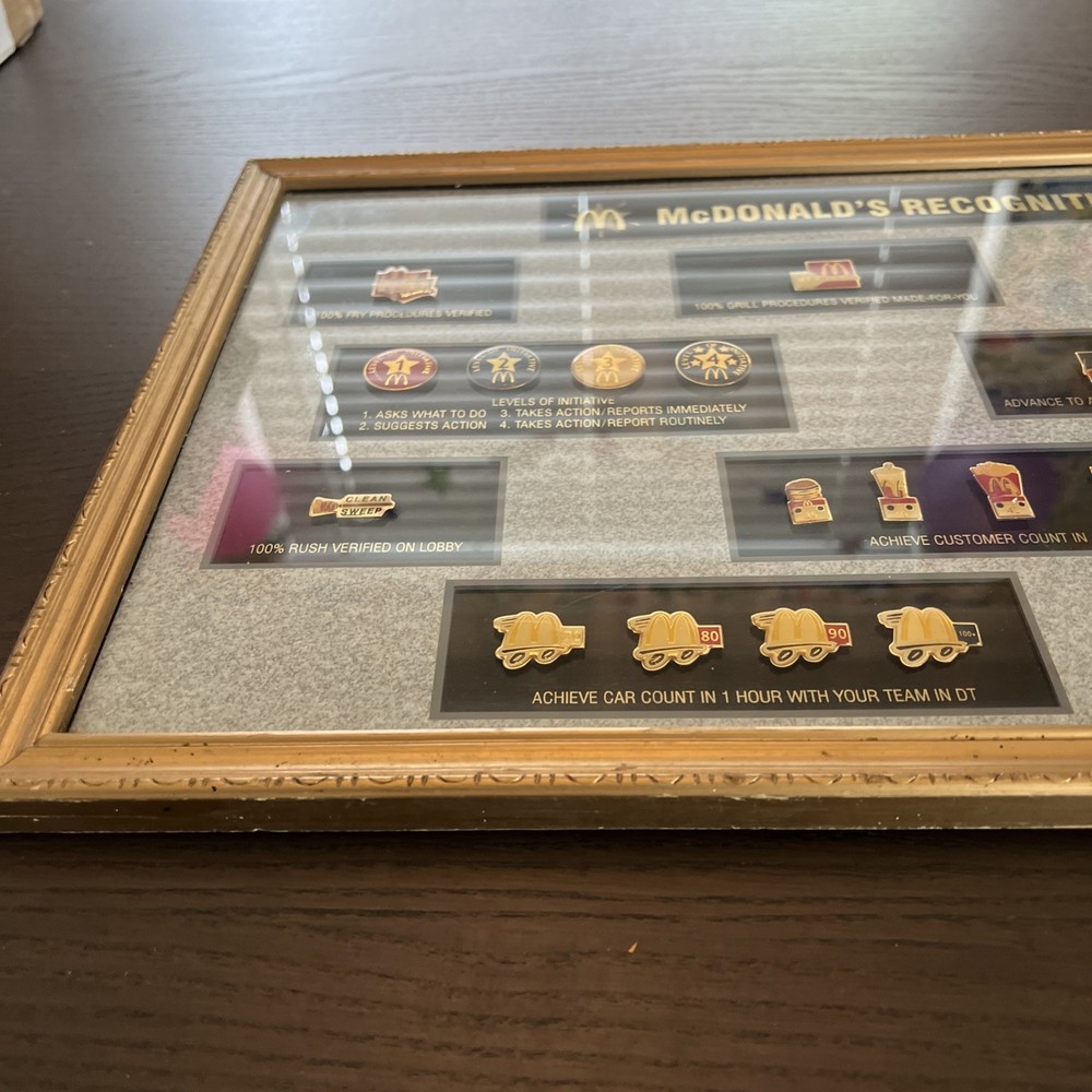 25”x13” Framed McDonald’s Recognition Program Display Pin Set With 25 Pins