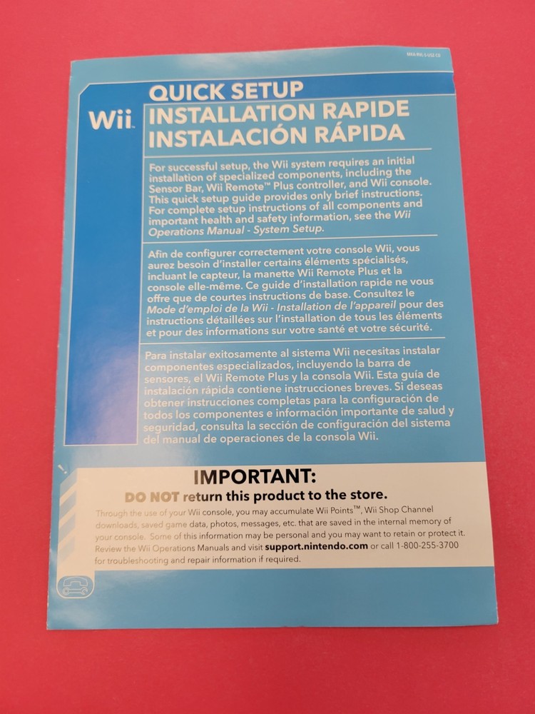 ¤ Wii Quick Setup Installation ¤ Manual Instruction Booklet Guide Authentic
