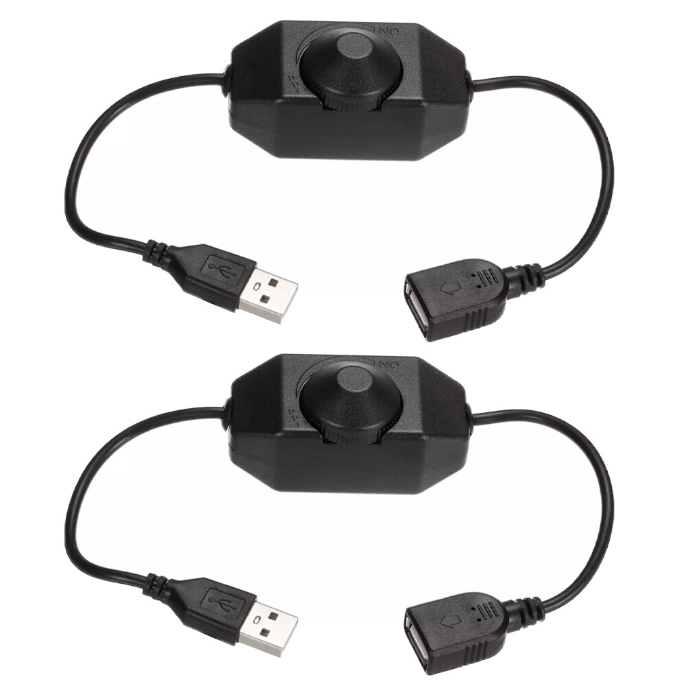 2pc 5V USB PWM Rotary Inline Dimmer Switch for LED Strips Lights Black