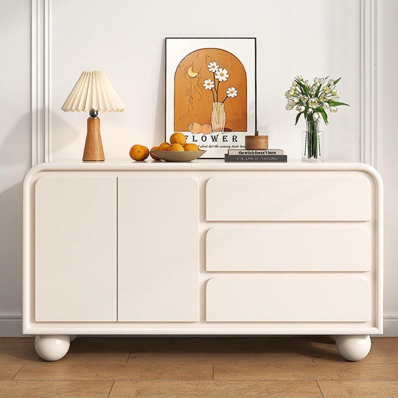 Modern Narrow Side Table, Solid Wood Accent Table,  WhiteFreestanding Side Board