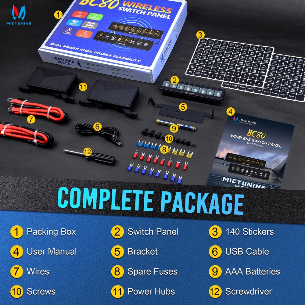 8 Gang Wireless Switch Panel Offroad LED Light Bar Circuit Control Relay System