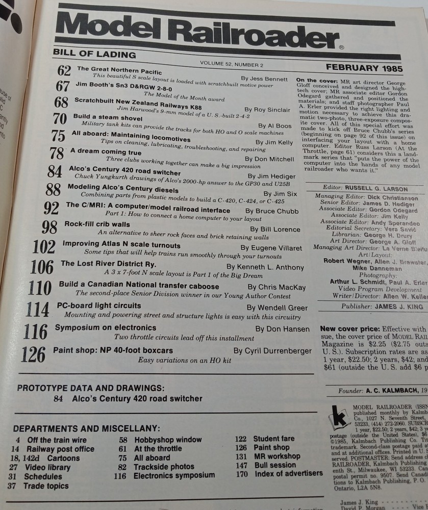 Model Railroader Magazine (February, 1985)