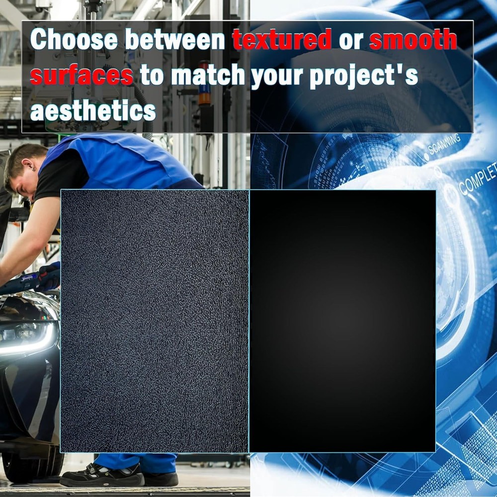 ABS Plastic Sheet 1/8 Inch Thick 12" x 16" (2-Pack)，Black Rigid Moldable Panel