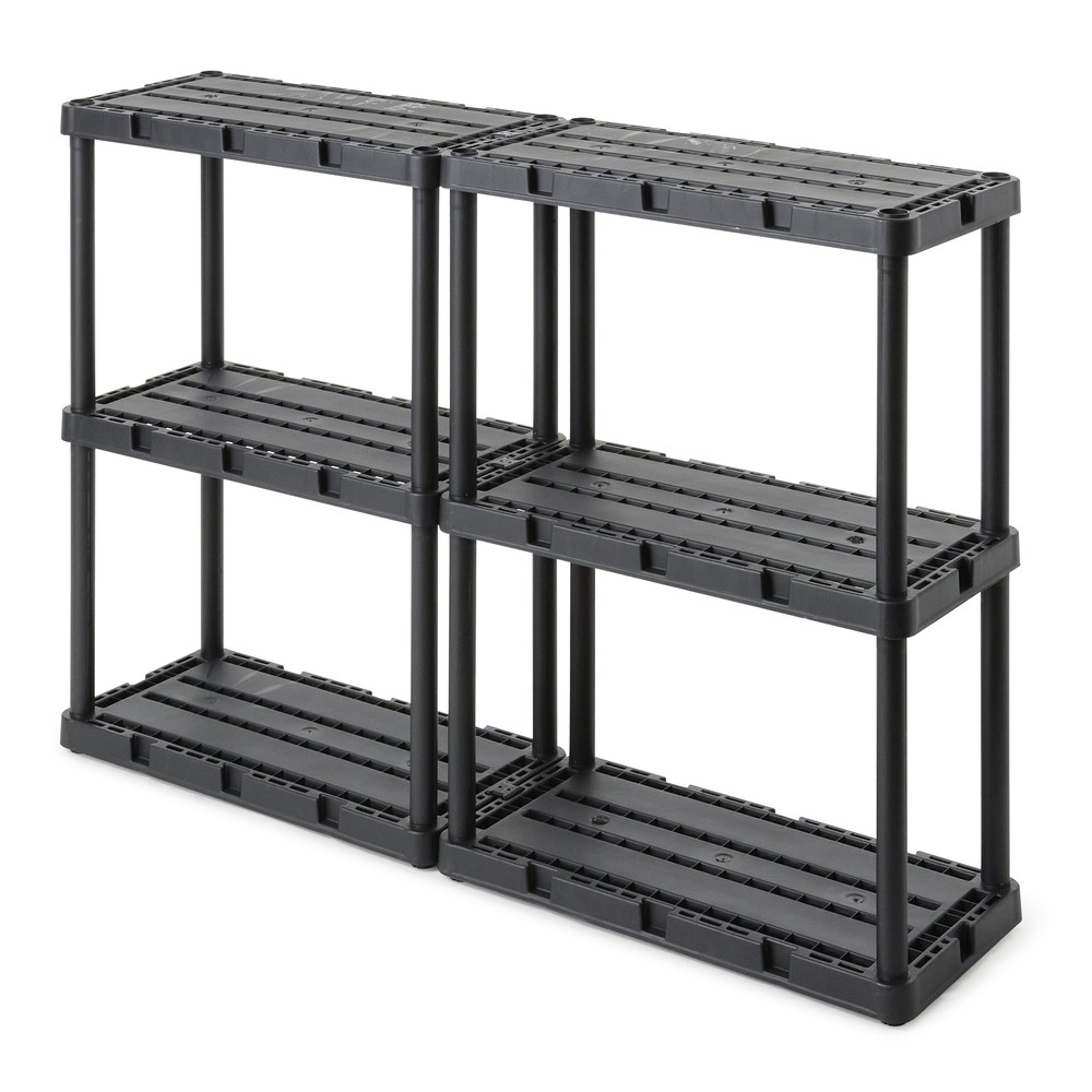 Gracious Living 3 Shelf Knect-A-Shelf Solid Light Duty Storage Unit, Black 4Pack