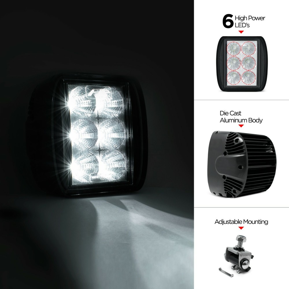 Single Stud Mounted, High Power 6 LED Work/Utility Light Kit. 1800 Lumens