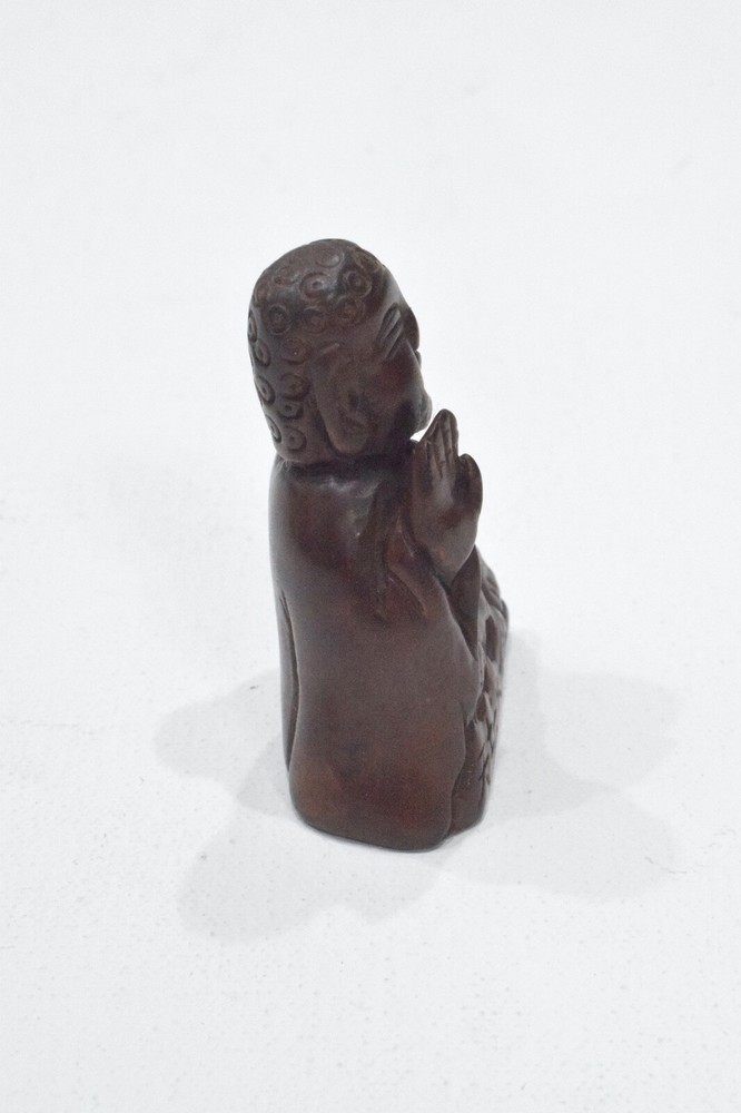Buddha Carved Wood Palm Up Statue