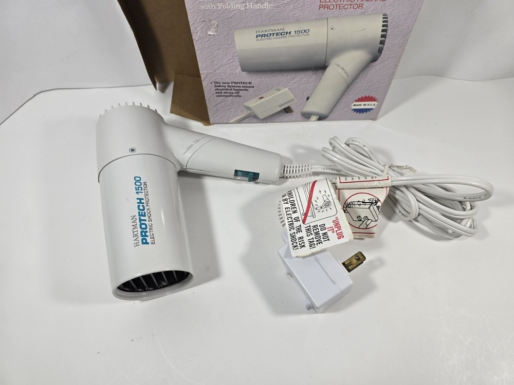 Hartman Protech 1500 Hair Dryer with Folding Handle & electric hazard protector