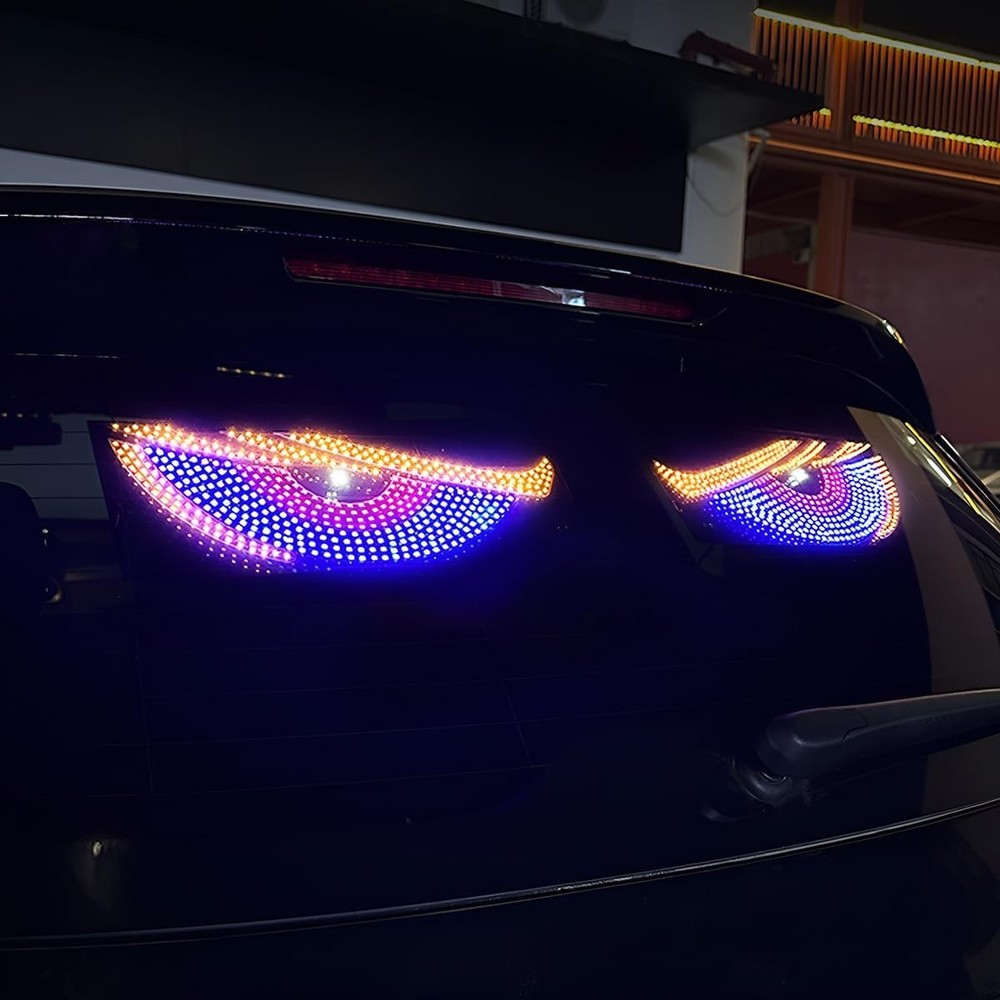 2PCS Car Devil Eyes Light Led Screen DIY Windshield Decorative Light Stickers