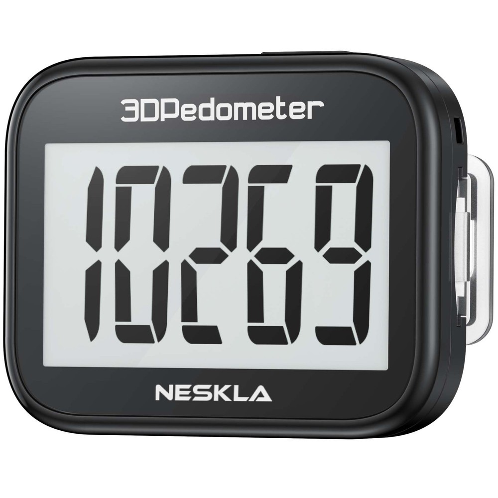 3D Step Counter Pedometer with Large Display & Clip Lanyard - Accurate Walking T