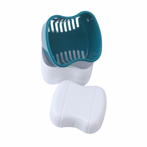 Dental Denture False Teeth Box Bath Appliance Case Rinsing Basket Container