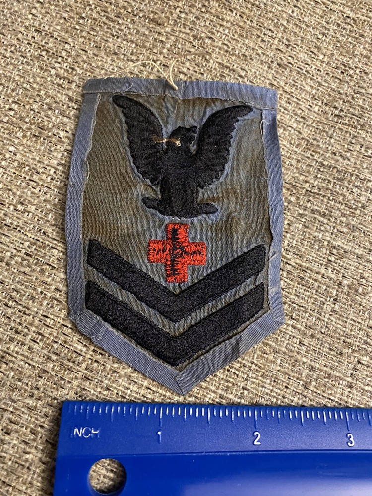WWII US Navy Waves Pharmacist’s Mate 2nd Class Rate Patch Blue Rating INV10104