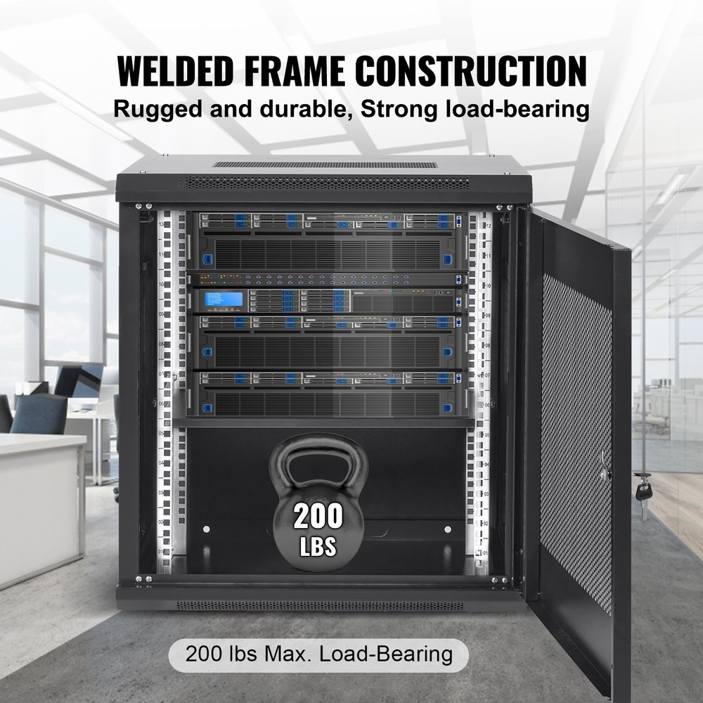 12U Wall Mount Network Server Cabinet, 15.5'' Deep, Server Rack Cabinet