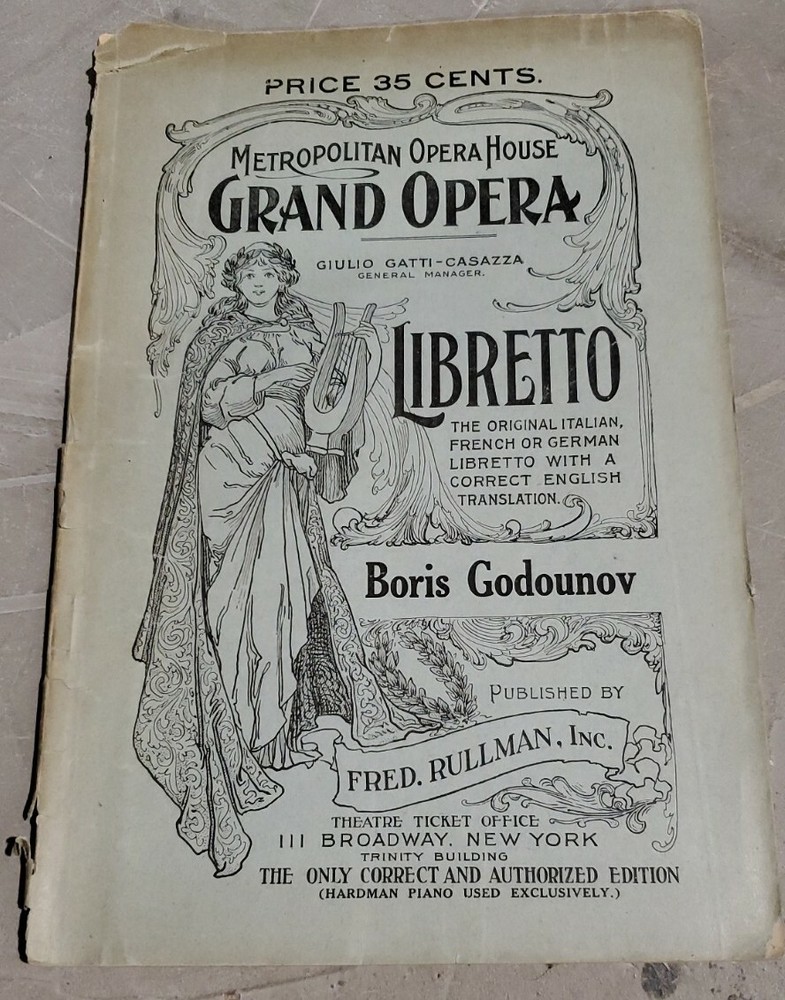 Metropolitan Opera House Grand Opera Libretto Program Book Brochure 1911 1912
