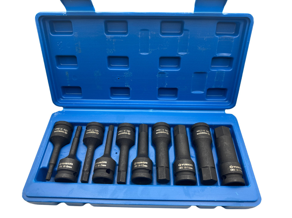 1/2'' Drive Allen / Hex Key Bit Impact Socket Set H5 - H19 Metric Deep With Case