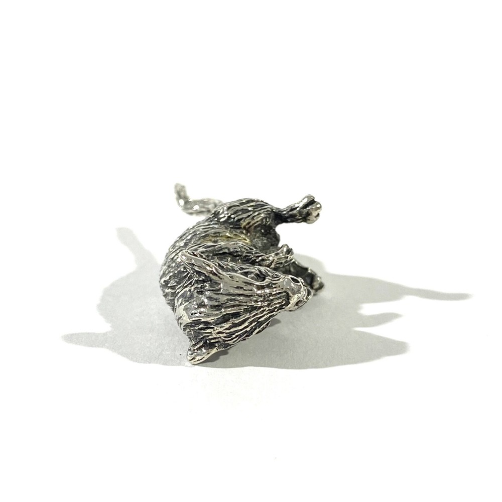 vintage solid silver mouse miniature , hallmarked italian figurine