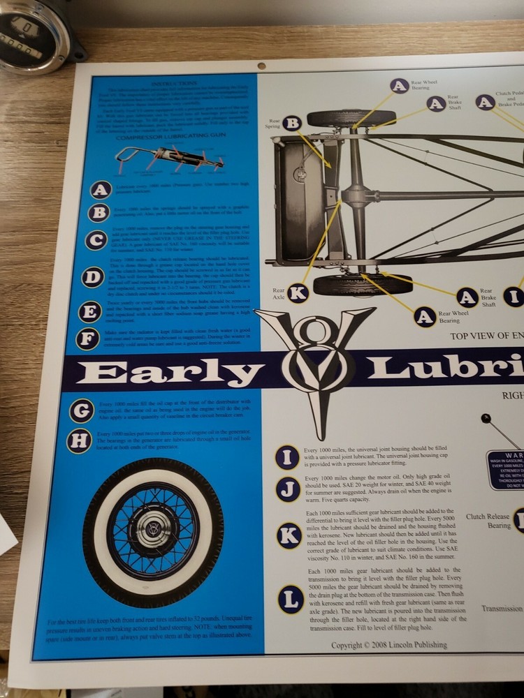 Eary Ford V8 Lube Chart 1932-1948