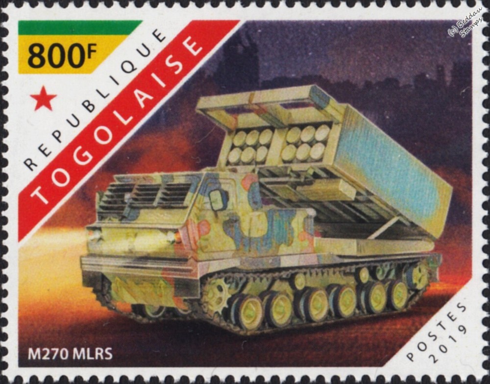 US Army M270 MLRS Multiple Launch Rocket System Artillery Vehicle Stamp (2019)