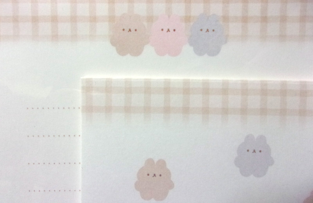 DAISO Fluffy Rabbit Letter Envelope Set Japan