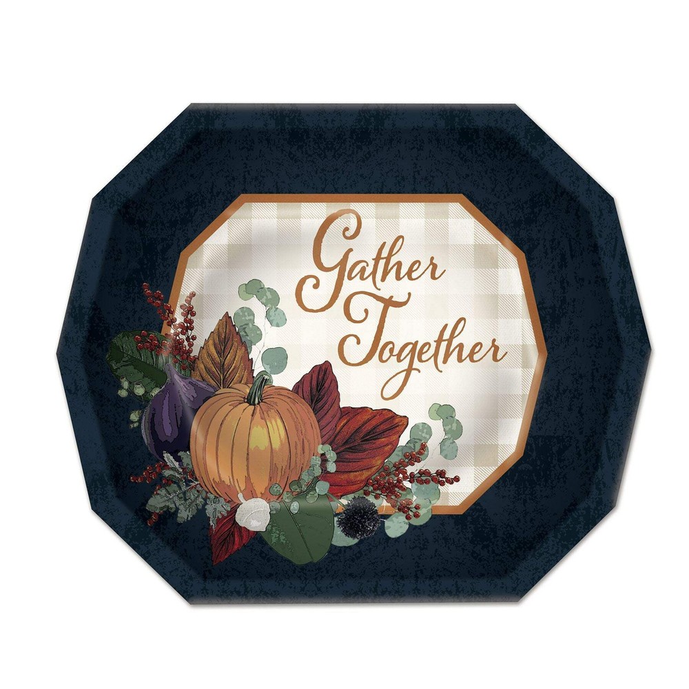 Beistle Thanksgiving Dessert Plates, 18-Count Fall Design