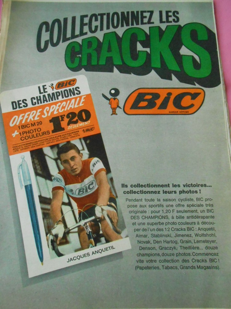 Advertising 1966 Jacques Anquetil Bic Pen