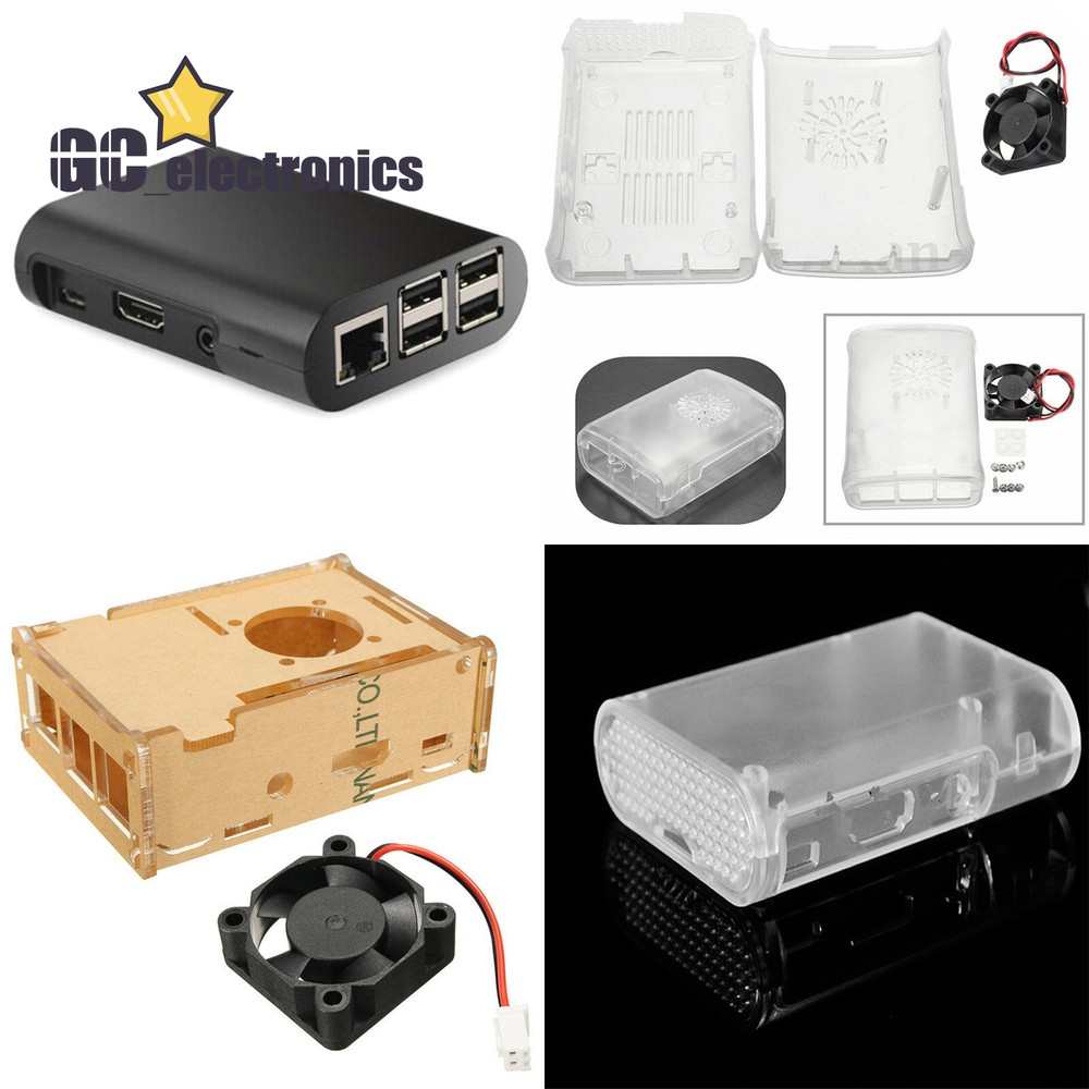 Transparent Clear Case Enclosure Box +Cooling Fan For Raspberry Pi 2/3/B+